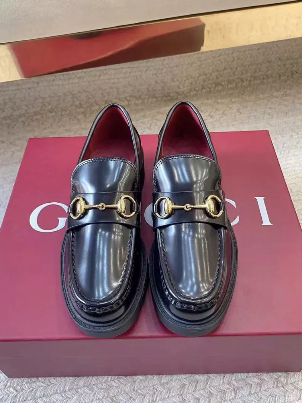 Gucci Horsebit Polished Leather Loafers